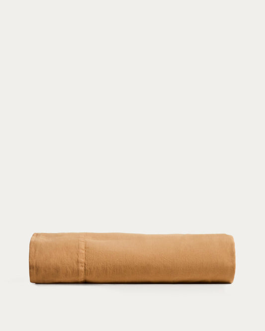 Drap Sirale 100 % satin de coton fini lavé coloris cuivre pour lit de 150/160 cm