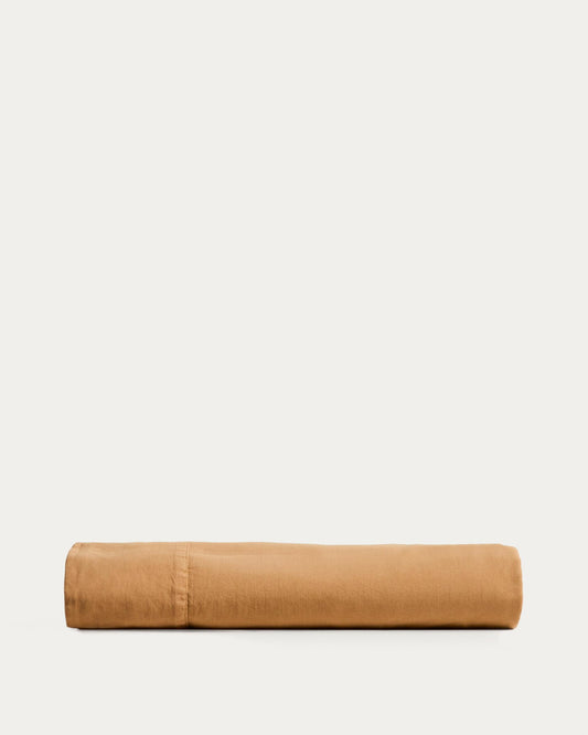 Drap Sirale 100 % satin de coton fini lavé coloris cuivre pour lit de 90 cm
