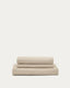 Nora armchair cover in taupe linen and cotton 92cm
