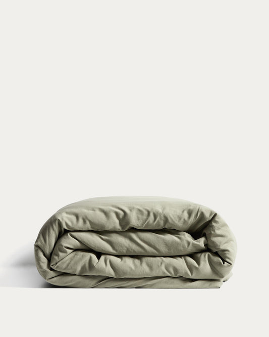 Housse de couette Sirale 100 % satin de coton fini lavé vert pour lit de 180 cm