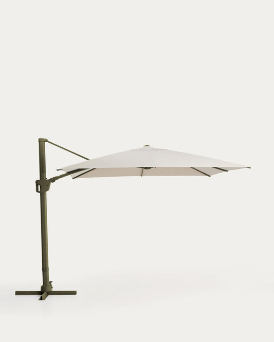 Parasol déporté Noli beige avec armature en aluminium vert 300 x 300 cm