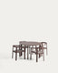 Ensemble Erice de 4 chaises empilables en aluminium et corde et d’une table en aluminium et verre trempé marron Ø 120 cm