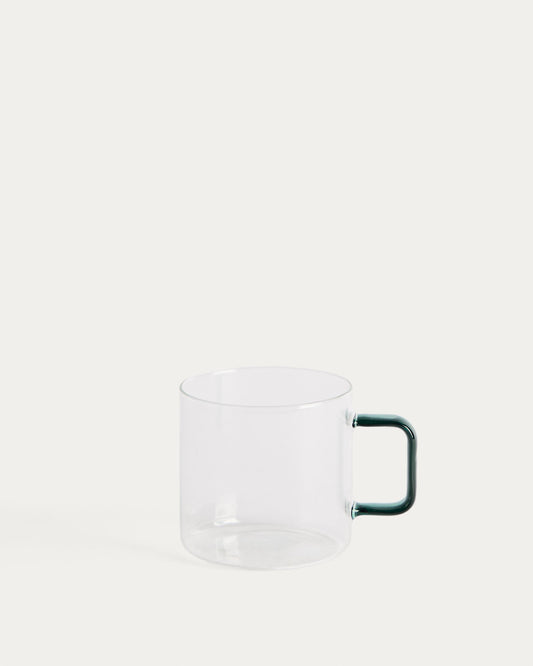 Tasse en verre Micla avec poignée verte
