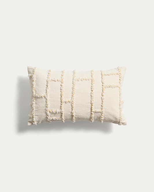 Housse de coussin Verion avec motif géométrique brodé jaune 30 x 50 cm