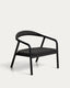 Fauteuil Derile en bois massif de chêne avec finition noire et corde en papier noire FSC Mix Credit