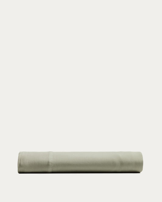 Drap Sirale 100 % satin de coton fini lavé vert pour lit de 180 cm