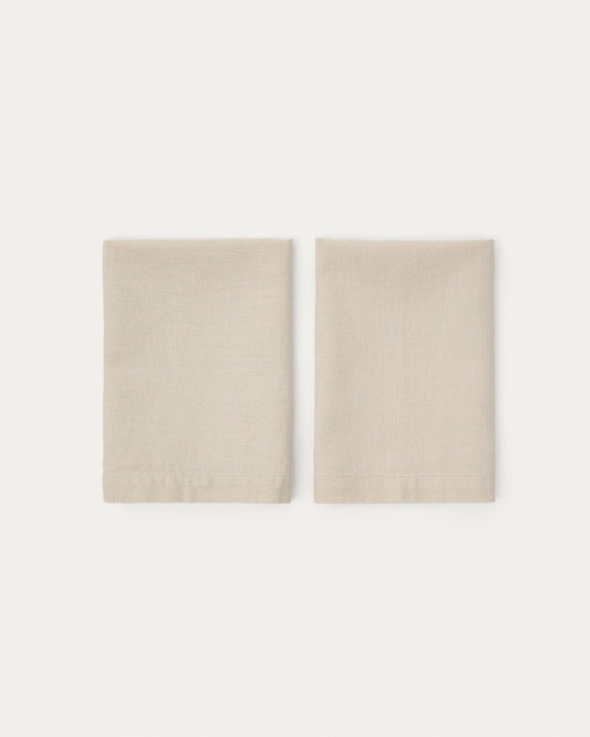 Ensemble Aldine de 2 serviettes en mélange de lin couleur gris pierre