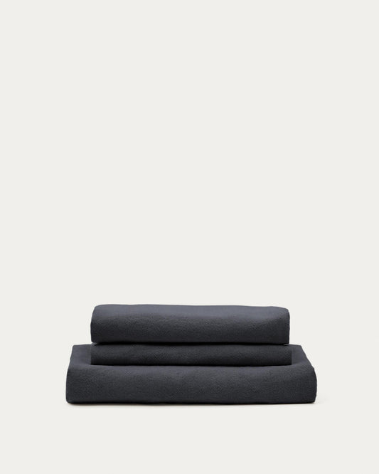 Housse pour canapé 3 places Nora en lin et coton gris anthracite