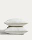 Ensemble Sirale de 2 taies d’oreiller 100 % satin de coton fini lavé blanc 65 x 65 cm