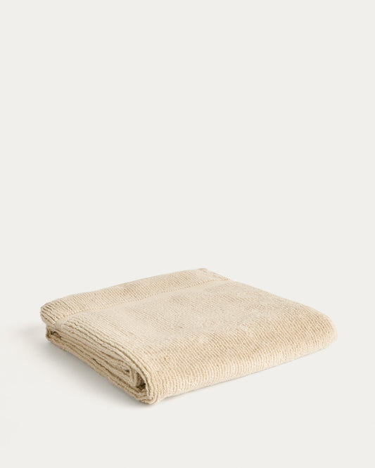 Serviette de bain Olvira 100 % coton jacquard beige 70 x 140 cm