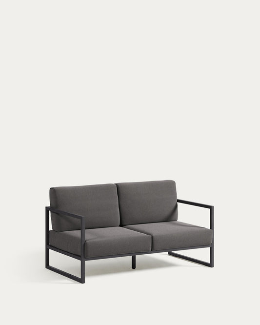 Canapé Comova 2 places 100 % pour extérieur gris foncé et aluminium noir 150 cm