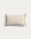 Housse de coussin Lidore en lin beige à rayures contrastées jaunes 30 x 50 cm