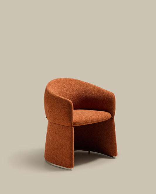 Chaise Bosca en chenille terracotta