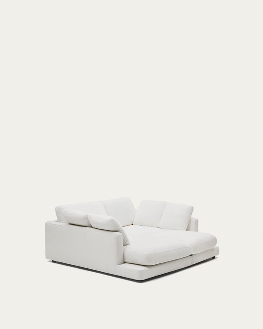 Gala 3-seater sofa with double chaise longue in white chenille FSC Mix Credit 210cm