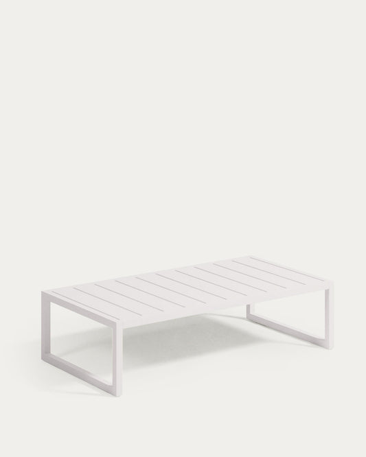 Table basse Comova 100 % pour extérieur en aluminium blanc 60 x 114 cm