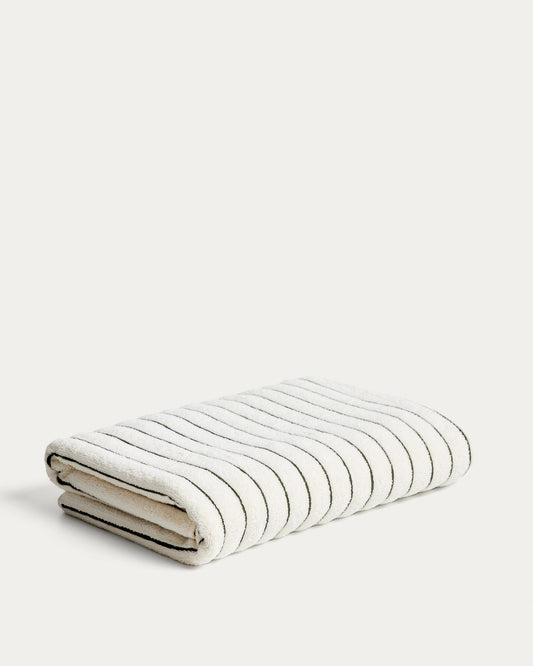 Serviette Dorane 100 % coton avec rayures vertes 100 x 150 cm