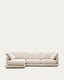 Gala 4-seater sofa with left chaise longue in beige chenille FSC Mix Credit 300cm