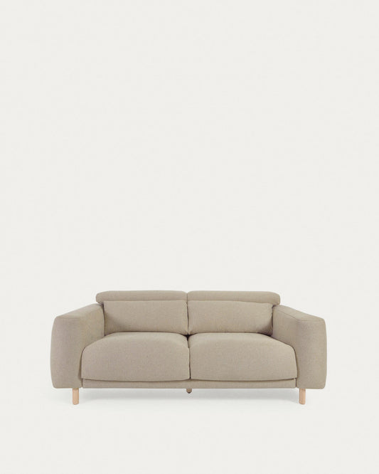 Singa 3 seater sofa with reclining headrest and extendable seat in beige 215 cm FSC Mix Credit