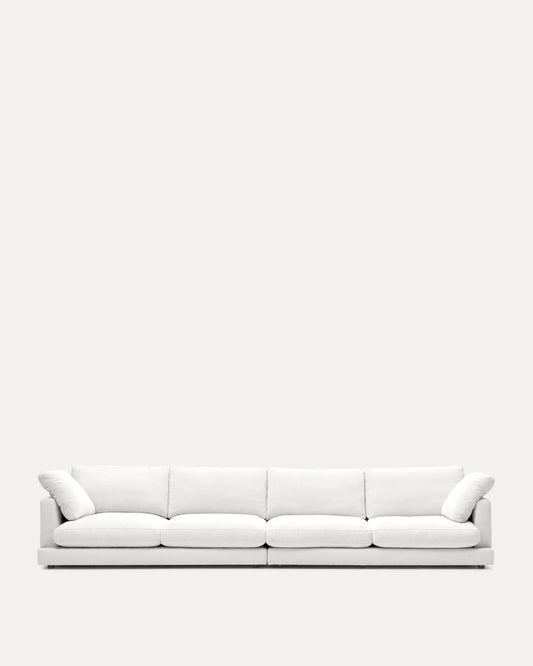 Gala 6-seater white chenille sofa FSC Mix Credit 390cm