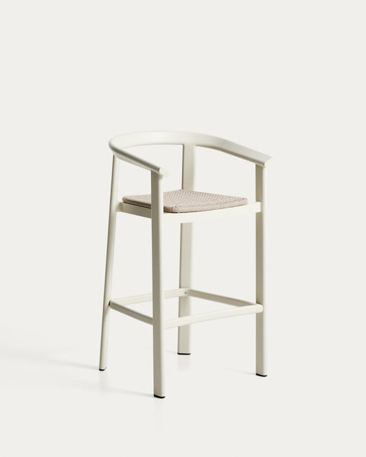 Tabouret Erice en aluminium et corde écrue 75 cm