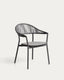 Chaise empilable d’extérieur Alimia en aluminium graphite et corde synthétique grise