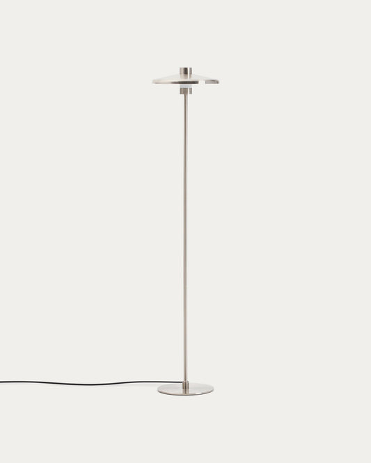 Lampadaire Nuvira en métal brossé gris clair