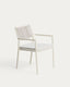 Chaise empilable d’extérieur Argasi en aluminium écru et corde synthétique grise
