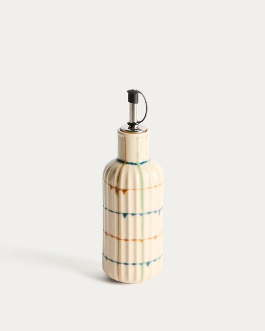 Burette d’huile Belor en céramique avec lignes multicolores