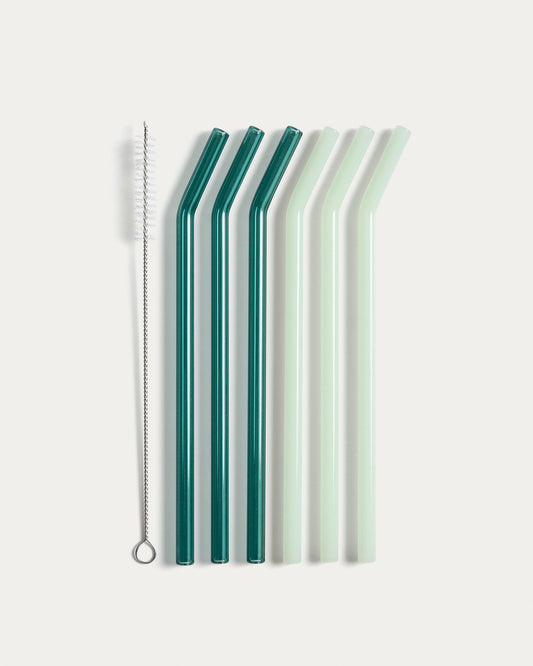 Ensemble Micla de 6 pailles en verre 10,5 cm