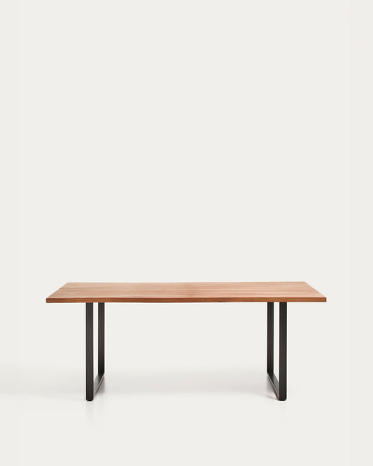 Table Uxue en bois d’acacia et pieds en acier noir 180 x 90 cm