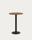 Table haute ronde Esilda mélamine finition noyer pied en métal et finition peinte noire  Ø60x96cm