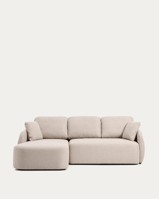 Canapé-lit Laira 3 places en chenille avec méridienne gauche beige 246 cm FSC Mix Credit
