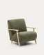 Meghan armchair in green chenille and with solid beech wood in a natural finish FSC Mix Credit