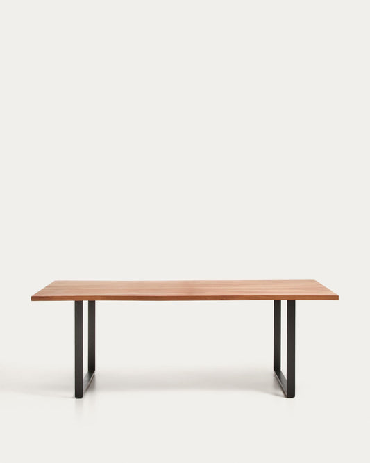 Table Uxue en bois d’acacia et pieds en acier noir 220 x 100 cm
