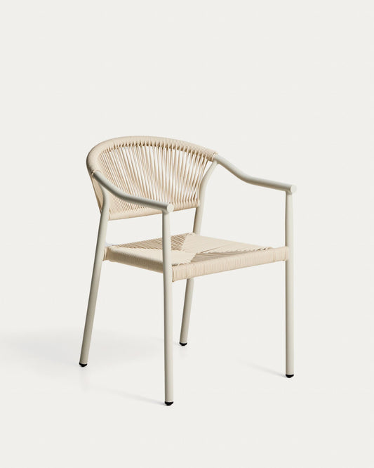 Chaise empilable d’extérieur Livadia en aluminium écru