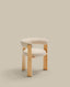 Chaise Granite à 3 pieds en tissu chenille beige et bois de frêne finition ton naturel FSC 100%