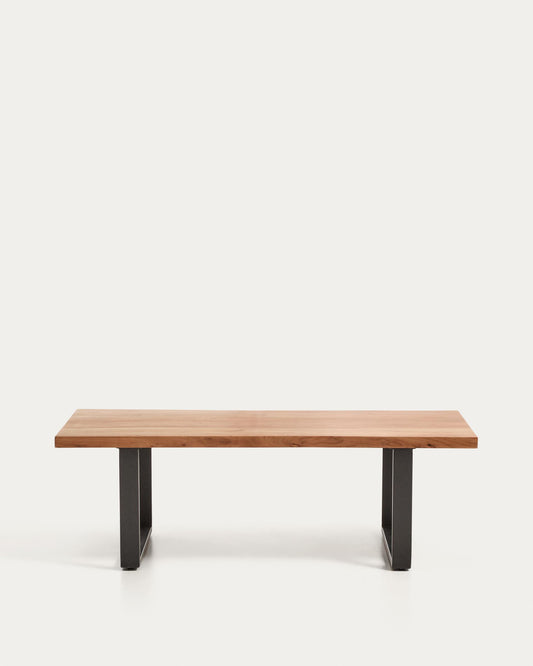 Table basse Uxue en bois d’acacia et pieds en acier noir 130 x 64 cm