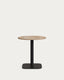 Table ronde Dina mélamine finition naturelle avec pied en métal et finition peinte noire  Ø68x70cm