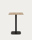 Table haute Dina mélamine finition naturelle avec pied en métal et finition peinte noire 60x60x96 cm