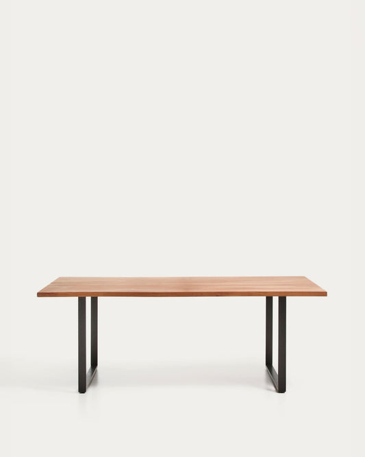 Table Uxue en bois d’acacia et pieds en acier noir 200 x 90 cm