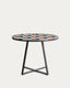 Table ronde Tella en acier galvanisé graphite et carreaux multicolores Ø120 cm