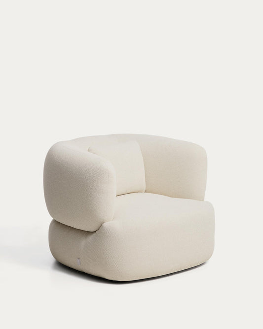 Martina ecru chenille armchair with cushion FSC Mix Credit