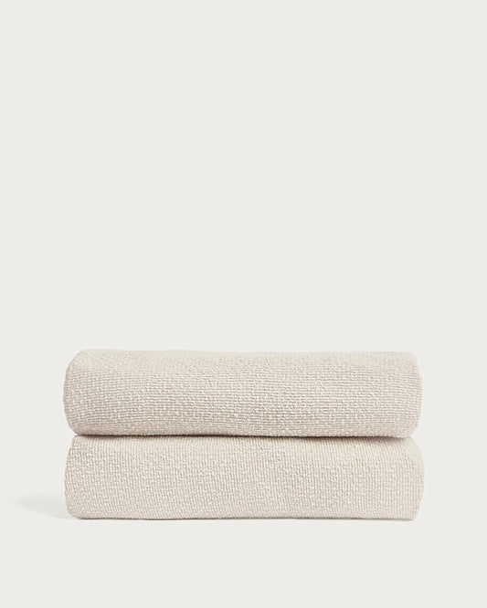 Housse pour cadre de lit Martina en chenille écrue pour matelas de 160 x 200 cm