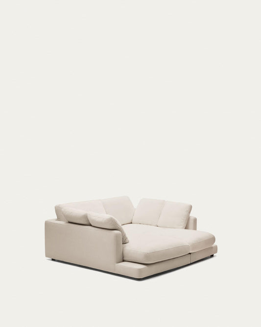 Gala 3-seater sofa with double chaise longue in beige chenille FSC Mix Credit 210cm