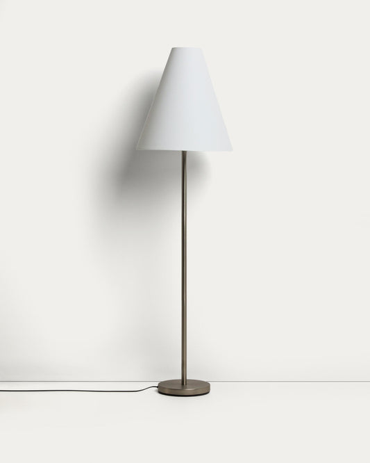Lampadaire Navat en métal avec finition brossée argentée