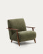 Meghan armchair in green chenille and solid ash wood with walnut finish FSC Mix Credit
