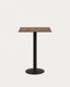 Table haute Esilda mélamine avec finition noyer pied en métal et finition peinte noire  60x60x96 cm
