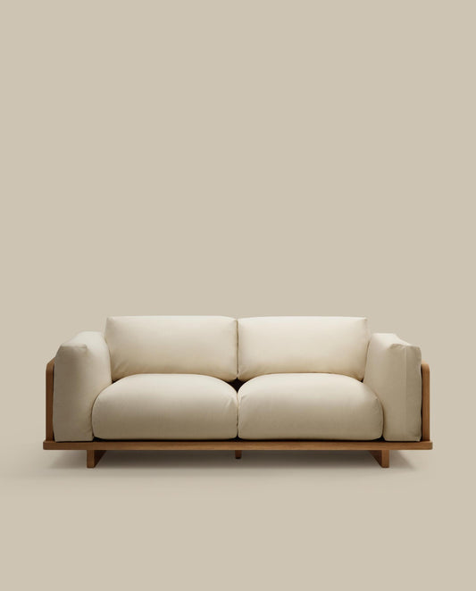 Oaq 3 seater sofa in beige, 225 cm FSC Mix Credit