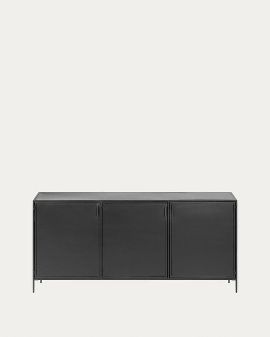 Buffet Shantay 3 portes en acier finition peint noir 160 x 72 cm