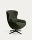 Fauteuil pivotant Sorile en chenille vert foncé et acier avec finition noire FSC 100 %